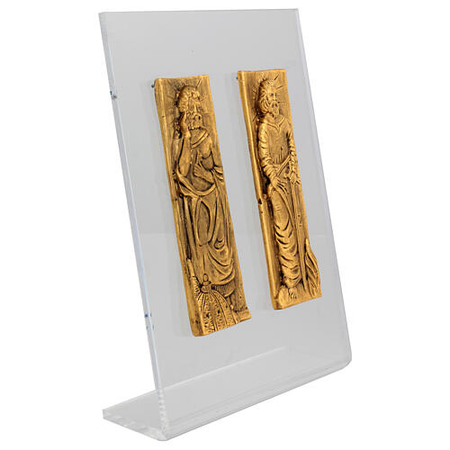 Set of two brass plate with St. Peter and Paul, plexiglass base, 10x16 in 3