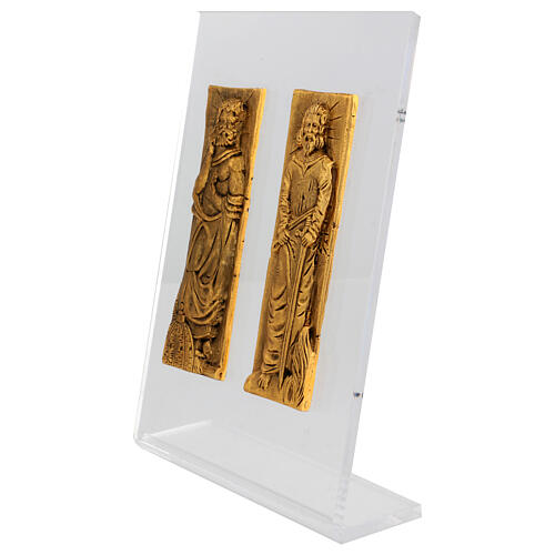 Set of two brass plate with St. Peter and Paul, plexiglass base, 10x16 in 5