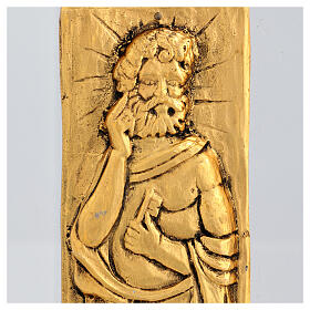 Gold plated plates of St. Peter and Paul, copper alloy on plexiglass, 9x12 in