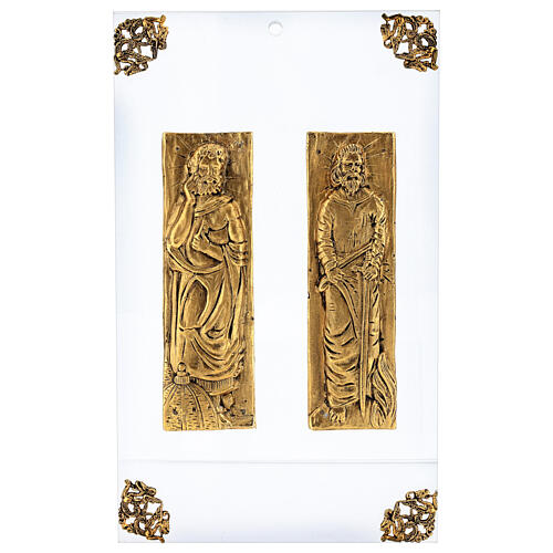 Placche fregi San Pietro e Paolo lega rame su plexi 25x35 cm 1