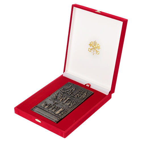 Modern Holy Door Basilica S Paolo in alloy 17x9 cm in velvet box 3