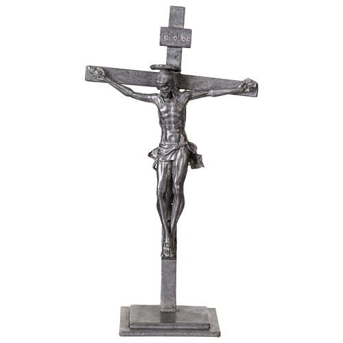 Metal cross with Donatello's body of Christ, 7x4 in 1
