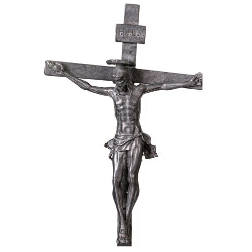 Metal cross with Donatello's body of Christ, 7x4 in 2