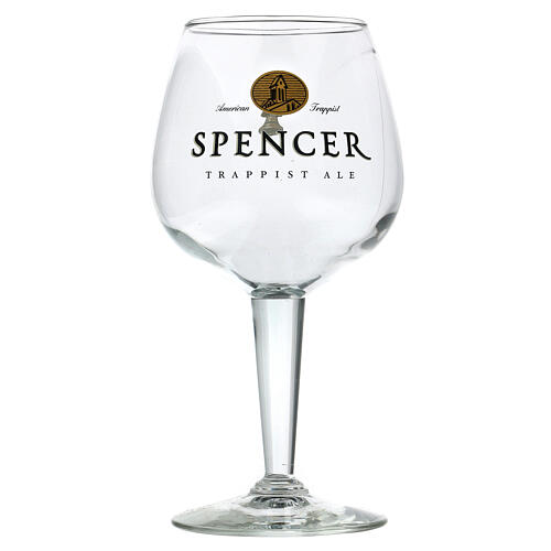 Spencer Trappist Ale Stemmed Glass Pair Rare American Monk Brewery Stemware 