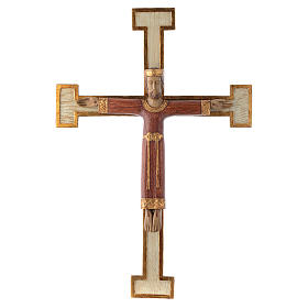 Crucifix en pierre Chist Roi en rouge croix blanche