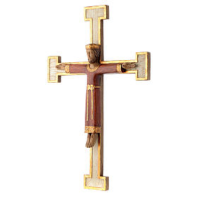 Crucifix en pierre Chist Roi en rouge croix blanche