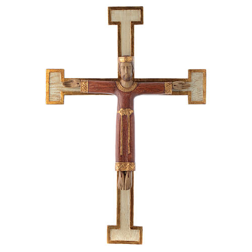 Crucifix en pierre Chist Roi en rouge croix blanche 1