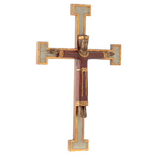 Crucifix en pierre Chist Roi en rouge croix blanche 3