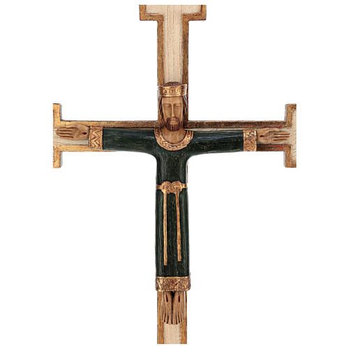 Crucifijo piedra Sacerdote Rey verde cruz blanca 4