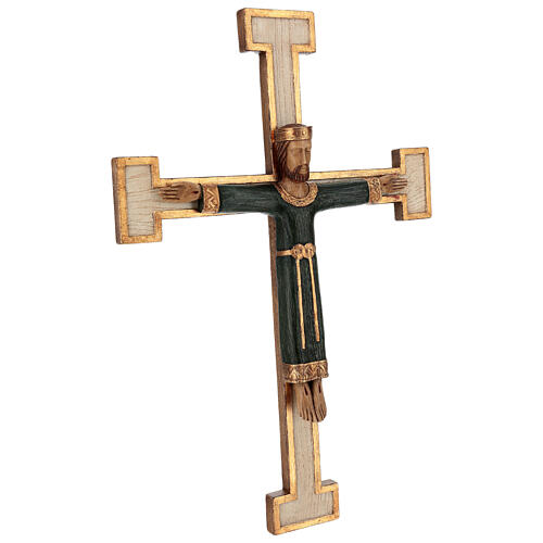Crucifijo piedra Sacerdote Rey verde cruz blanca 6