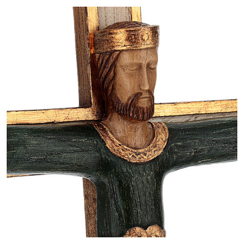 Crucifijo piedra Sacerdote Rey verde cruz blanca 7