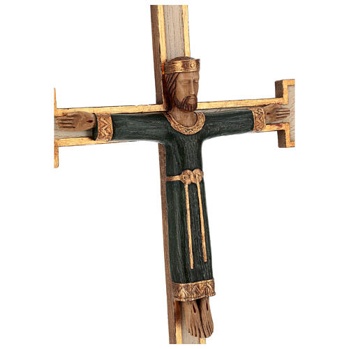Crucifijo piedra Sacerdote Rey verde cruz blanca 8