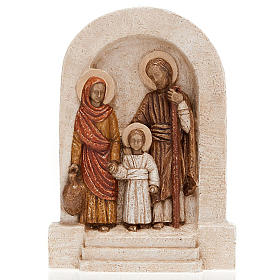 Flachrelief der Heilige Familie aus hellem Stein