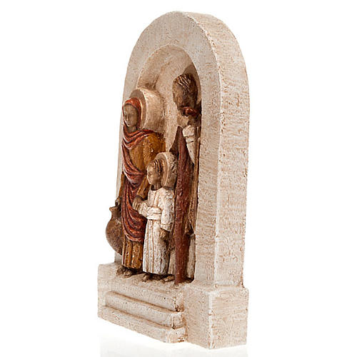 Baixo-relevo Sagrada Família pedra clara pintado 2