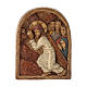 Bassorilievo Gesù porta la croce pietra Bethléem 22x17 cm s1