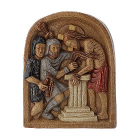 Płaskorzeźba Jezus przy kolumnie kamień Bethleem 22x17 cm