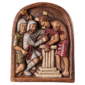 Płaskorzeźba Jezus przy kolumnie kamień Bethleem 22x17 cm