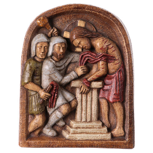 Płaskorzeźba Jezus przy kolumnie kamień Bethleem 22x17 cm 1