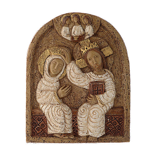 Bassorilievo Incoronazione di Maria pietra Bethléem 22x17 cm 1