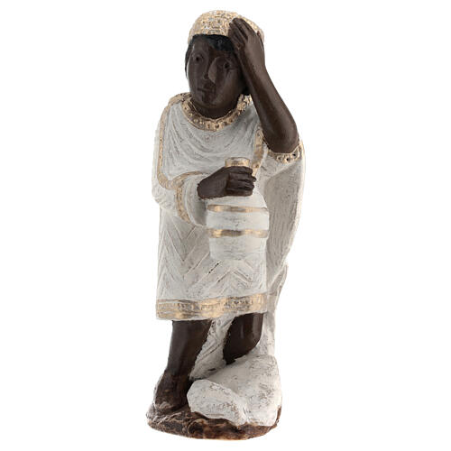 Rei Mago africano Presépio de Autun pintado branco 1