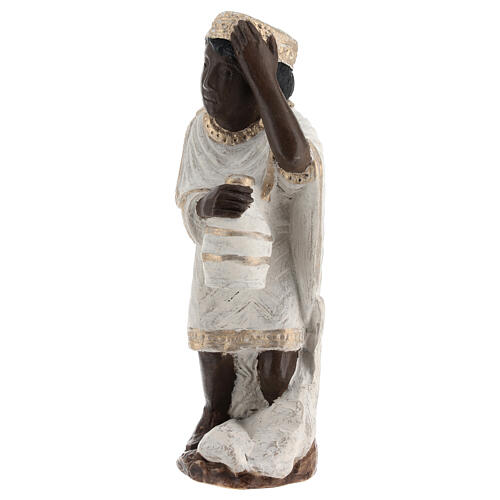 Rei Mago africano Presépio de Autun pintado branco 3