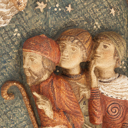 Shepherds Bas-relief Autun nativity painted wood 3