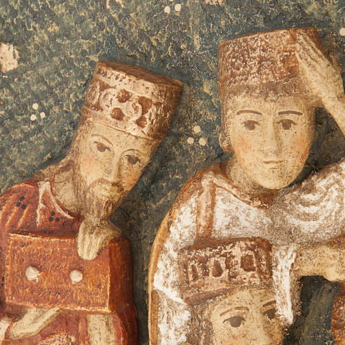Płaskorzeźba Trzej Królowie Szopka z Autun drewno malowane 3