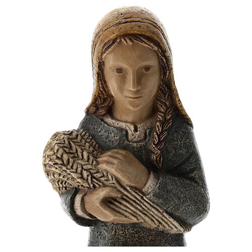 Shepherdess with wheat Farmer Nativity blue 4