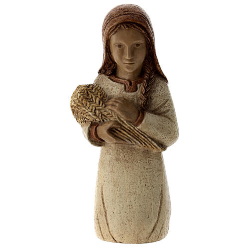 Shepherdess with spikes and child for Rural Nativity Scene ochre 1