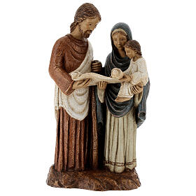 Holy Family statue with scroll painted stone Bethléem craftsmen 35x15 cm