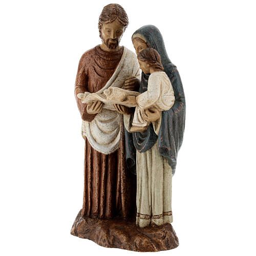 Holy Family statue with scroll painted stone Bethléem craftsmen 35x15 cm 3