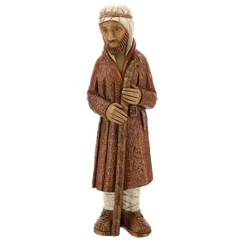 Standing shepherd with stick in sienna, farming nativity collection 1