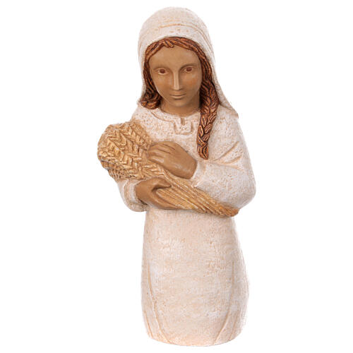 White shepherdess with wheat and child Bethléem farmer nativity scene 1
