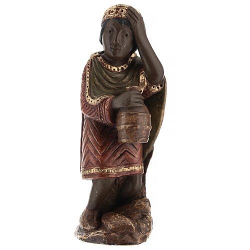 Rei Mago africano Presépio de Autun pintado policromo Belém 1