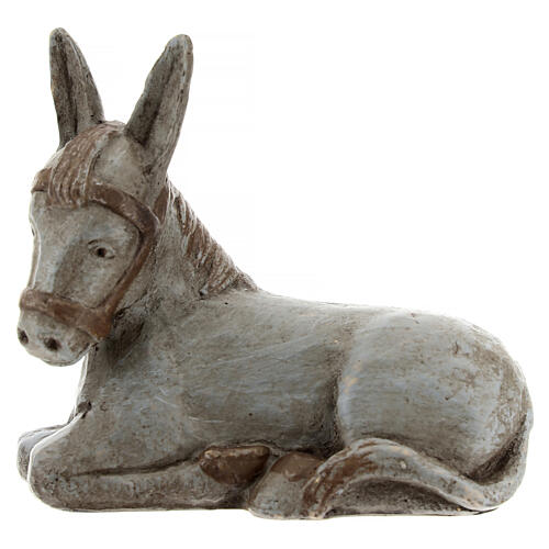 Donkey figurine Autumn nativity scene painted grey Bethléem 1