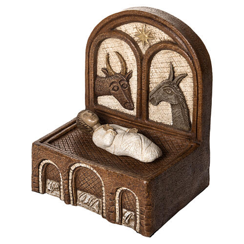 Red Pyrenean Stone Manger Bethleem Autumn Nativity 35 cm 4