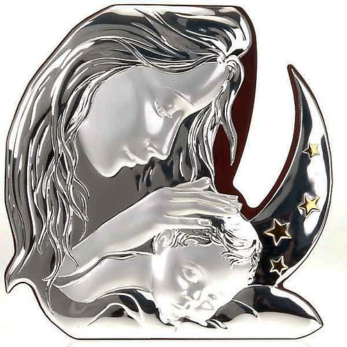 Silver Bas Relief Madonna stars and moon 1