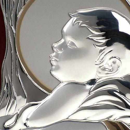 Rechtwinkliege Bassrelief Silber und Gold Maria mit Kind 4