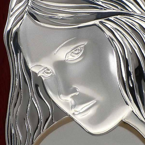 Bassorilievo bilaminato argento oro Maria con bimbo rettangolare 3
