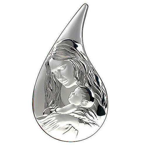 Silver Bas Relief "drop" Mary with Jesus 1