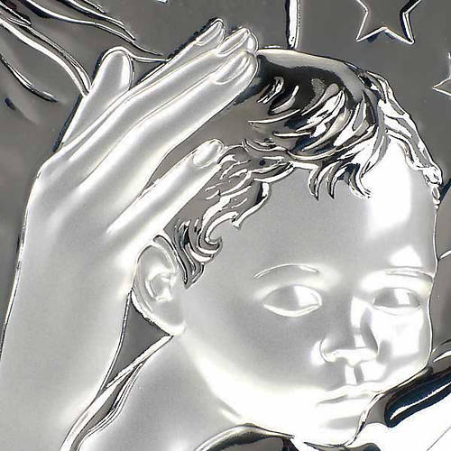 Madonna z Dzieciątkiem płaskorzeźba kwadratowa srebro 3