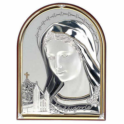 Bajorrelieve oro/plata Virgen de Medjugorje base oval 1