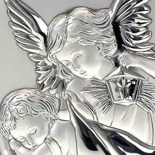 Silver Bas Relief Guardian Angel, oval 4