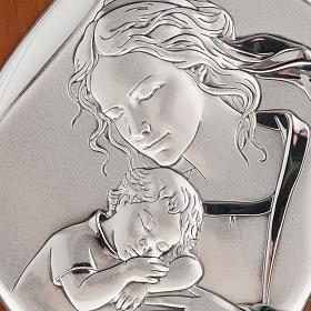 Bassrelief Silber Maria mit dem schlafenden Kind 14 x 11