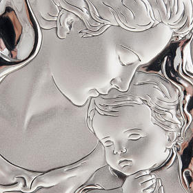 Silver Bas Relief- Mother Mary with veil and Baby Jesus