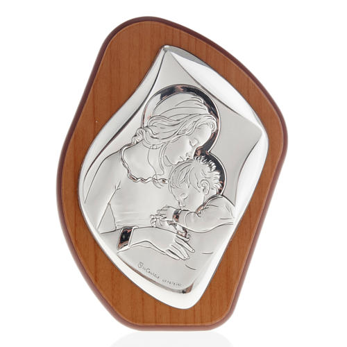Silver Bas Relief - Mother Mary with Baby Jesus 11x14 1