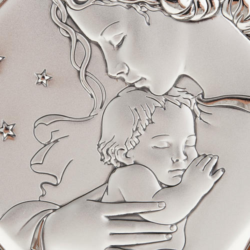 Bassrelief Silber Mutter mit Kind und Sternen 2