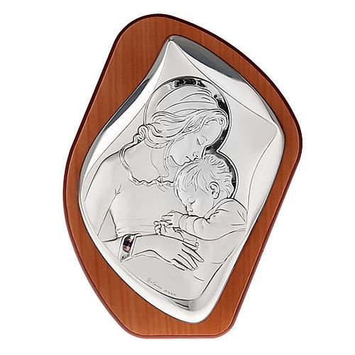 Silver Bas Relief - Mother mary with Baby Jesus 1