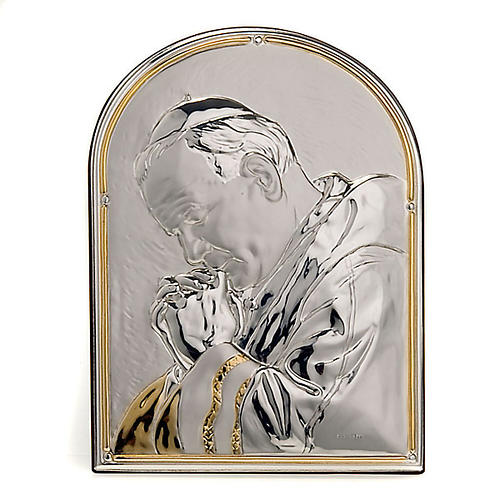 Bajorrelieve de plata Beato Juan Pablo en oración 1
