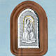 Bas-relief sterling silver, gold Our Lady and baby, wooden frame s1